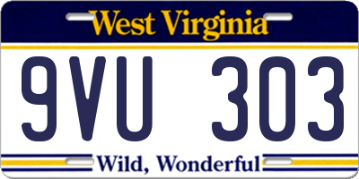 WV license plate 9VU303