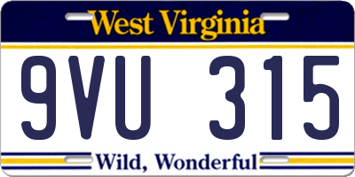 WV license plate 9VU315