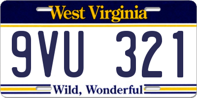 WV license plate 9VU321