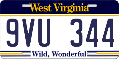 WV license plate 9VU344