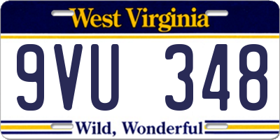 WV license plate 9VU348