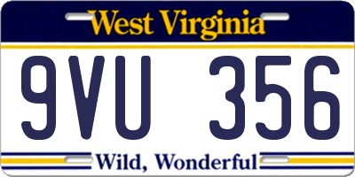 WV license plate 9VU356