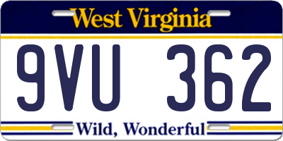 WV license plate 9VU362