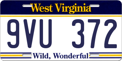 WV license plate 9VU372