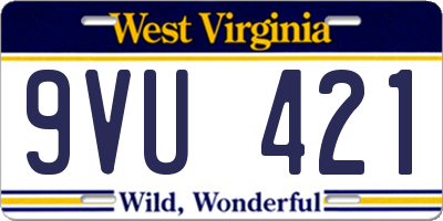 WV license plate 9VU421