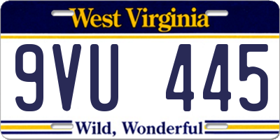 WV license plate 9VU445