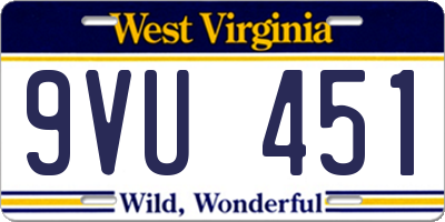 WV license plate 9VU451