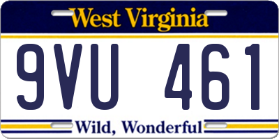 WV license plate 9VU461