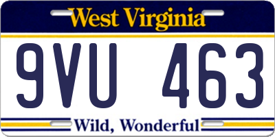 WV license plate 9VU463