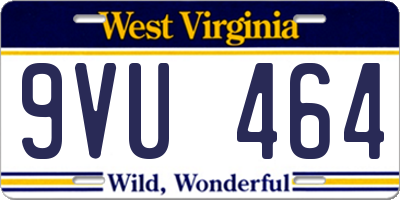WV license plate 9VU464