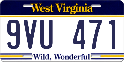WV license plate 9VU471
