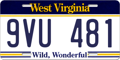 WV license plate 9VU481