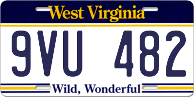 WV license plate 9VU482