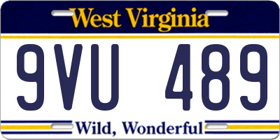 WV license plate 9VU489