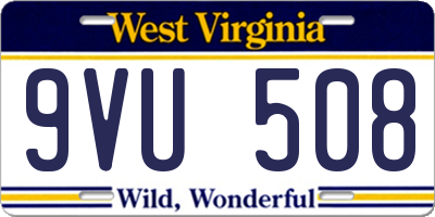 WV license plate 9VU508