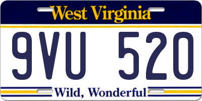WV license plate 9VU520