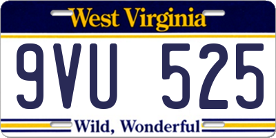 WV license plate 9VU525
