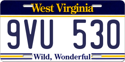 WV license plate 9VU530
