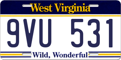 WV license plate 9VU531