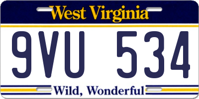WV license plate 9VU534