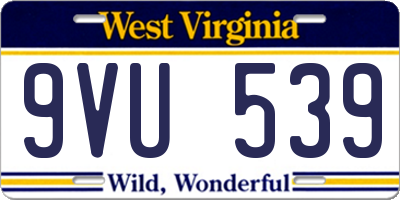 WV license plate 9VU539