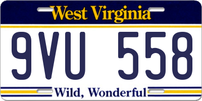 WV license plate 9VU558