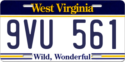 WV license plate 9VU561