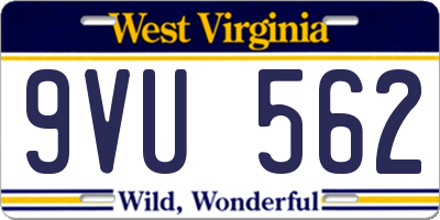 WV license plate 9VU562