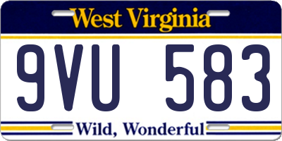 WV license plate 9VU583