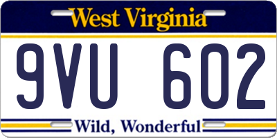 WV license plate 9VU602