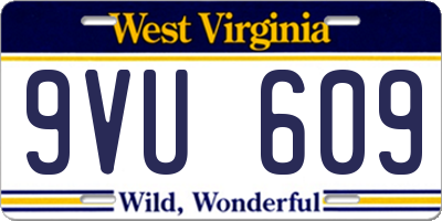 WV license plate 9VU609