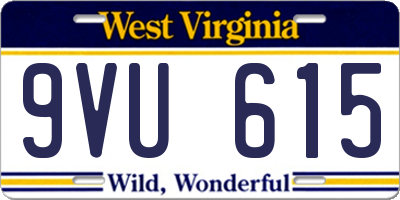 WV license plate 9VU615