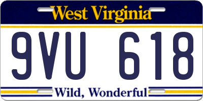 WV license plate 9VU618