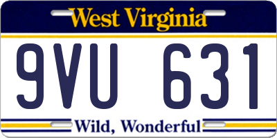 WV license plate 9VU631