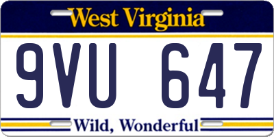 WV license plate 9VU647