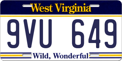 WV license plate 9VU649