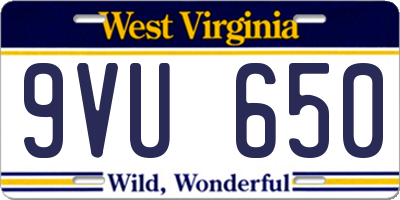 WV license plate 9VU650