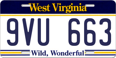 WV license plate 9VU663