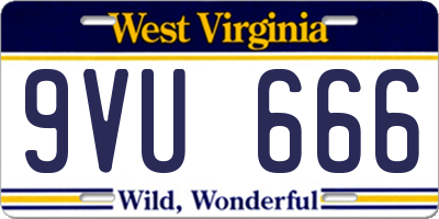 WV license plate 9VU666
