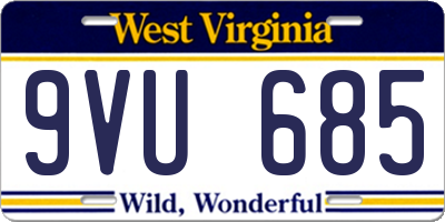 WV license plate 9VU685
