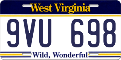 WV license plate 9VU698
