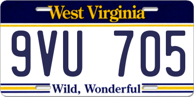 WV license plate 9VU705