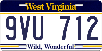 WV license plate 9VU712