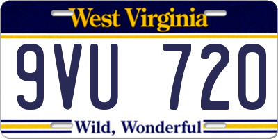 WV license plate 9VU720