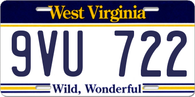 WV license plate 9VU722