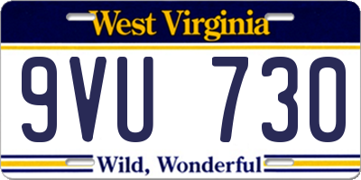 WV license plate 9VU730