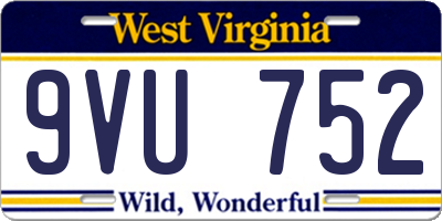 WV license plate 9VU752