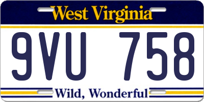WV license plate 9VU758