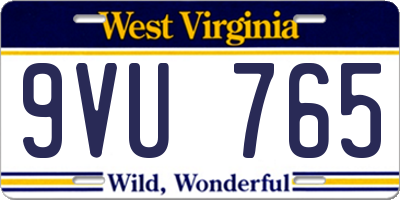 WV license plate 9VU765