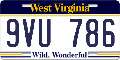 WV license plate 9VU786